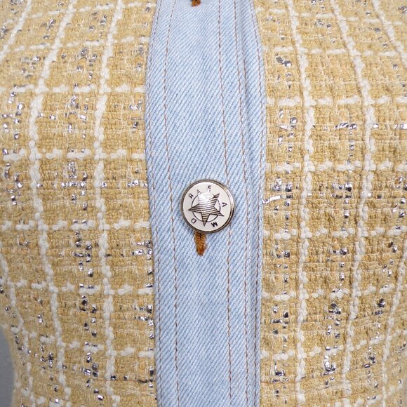 Sandro Paris Mella Tweed & Denim Button Down Mini Dress Size S #1297 - Picture 4 of 9